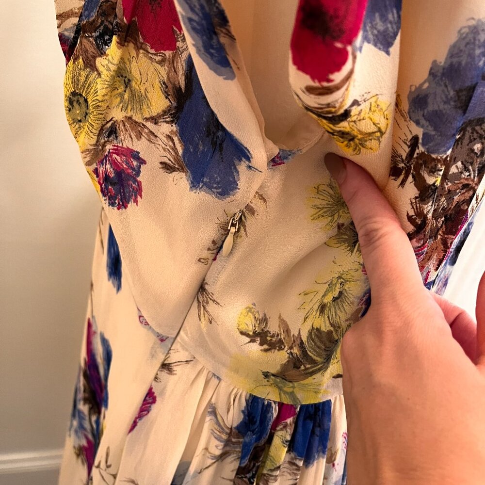 Boden Women's Floral Dress Sz 6R Timeless Lined Cap Short Sleeve Spring Cream - Picture 6 of 11